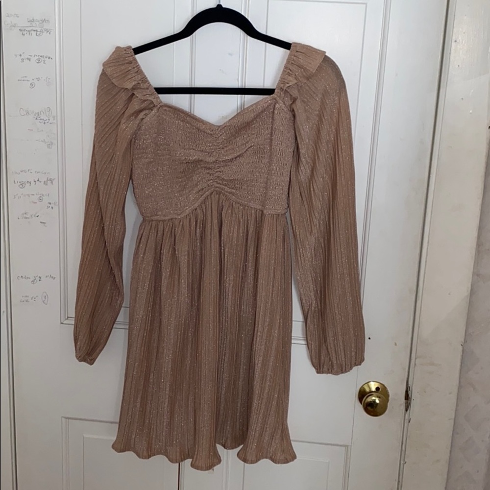 Tan & sparkle Long sleeve dress
